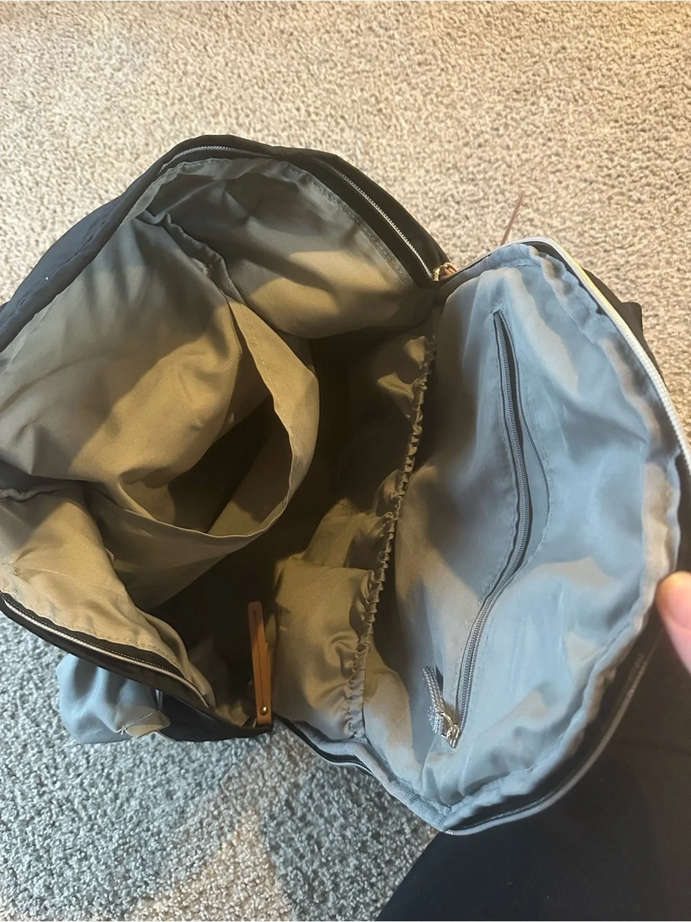 Skip Hop Black Quilted Diaper Backpack with Gold Accents